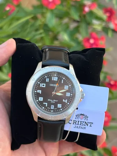 Relógio Orient 43mm couro masculino novo