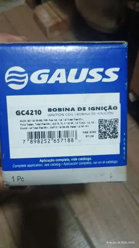 Bobina de ignição Gaus para Volkswagen 1.0 e 1.6 4 pino