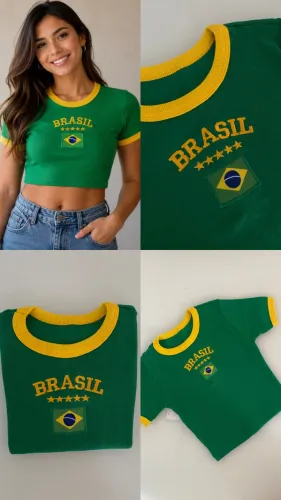Cropped Brasil Bordado - Copa 2026