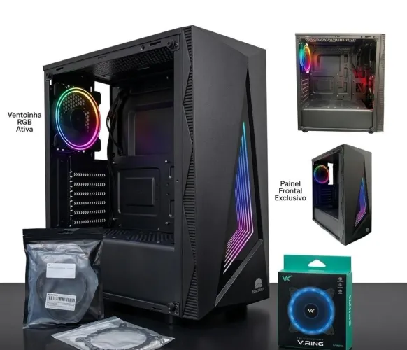 Gabinete gamer de vidro temperado + acessórios