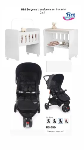 ? Kit Bebê: Berço que Vira Trocador + Carrinho Voyage 3 Rodas - R$ 480