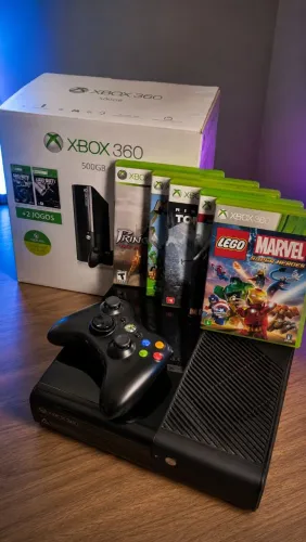 Xbox 360 500GB Bloqueado + 5 Jogos Originais + Caixa - Excelente Estado