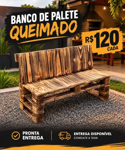 BANCO DE PALLET QUEIMADO - R$ 120 CADA - PRONTA ENTREGA