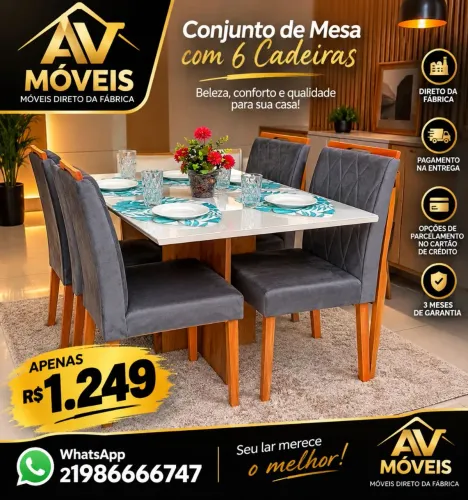 Mesa de jantar com 4 cadeiras