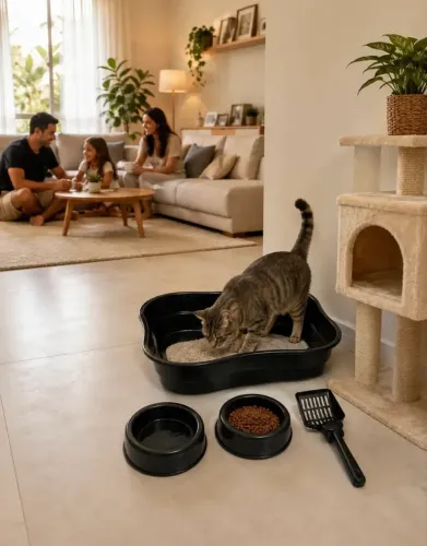 Caixa Sanitária Gato + 2 Comedouros E Pá Higiênica