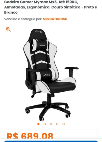 Cadeira gamer MYMAX - Mod: MX5 preto/branco