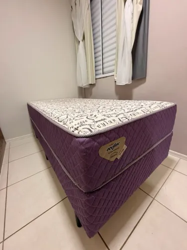 Cama Box com Colchão Solteiro Ecoflex Flex Energy Lilás com Molas Verticoil