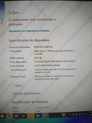 Vendo Desktop Rizen 5 8gb 