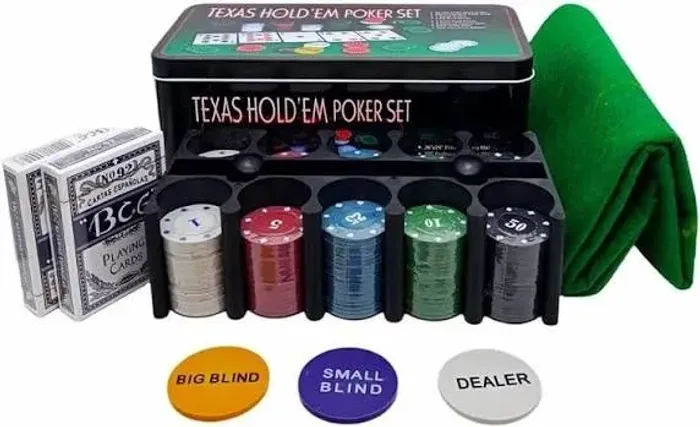 Jogo De Poker Profissional 200 Fichas Numeradas 2 Baralhos 1 Toalha Resistente Portátil