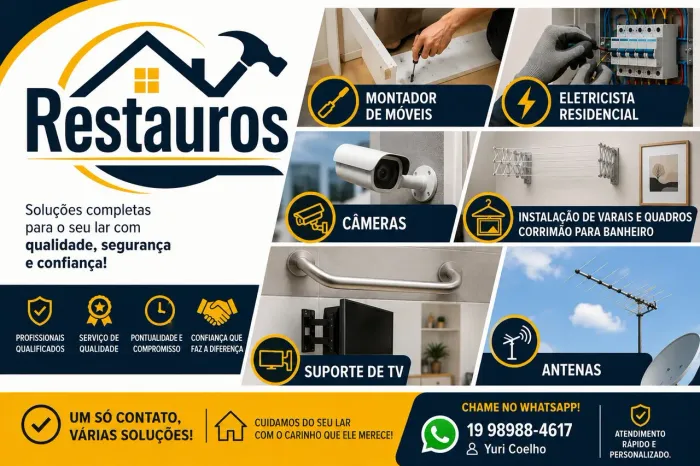 Eletricista, Montador de Móveis e Instalações. Soluções para seu Lar!
