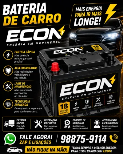 Bateria de carro econ instalação grátis