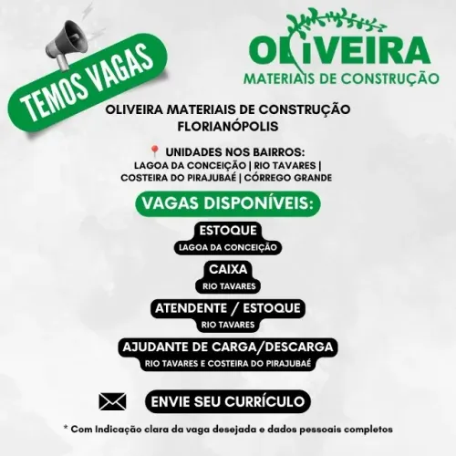 Vagas Oliveira Materiais de Construção