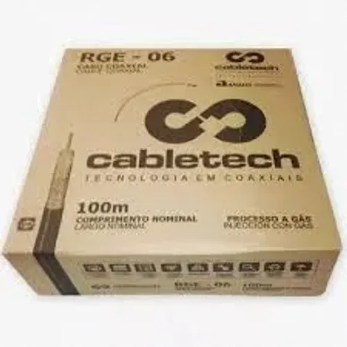 CABO COAXIAL RG6 CABLETECH 60% MALHA - ROLO COM 100 METROS