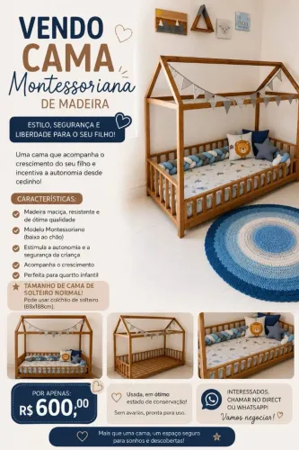 Cama Montessoriana de madeira