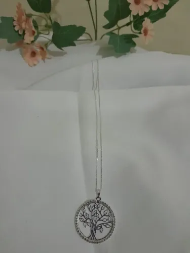 Colar Árvore da Vida com Strass Folheado a Prata 925 30 milésimos