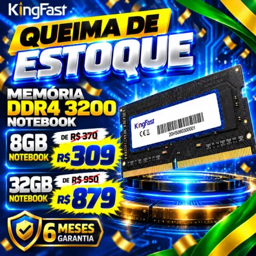 KINGFAST DDR4 3200 - 8GB - 32GB NOTEBOOK - ENTREGA GRÁTIS + 6 MESES GARANTIA