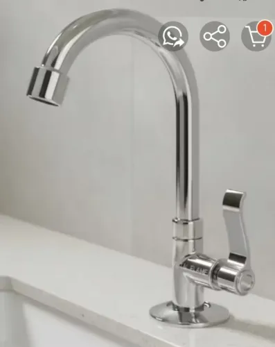 Torneira Banheiro Bica Móvel em Metal e tubo aço inox