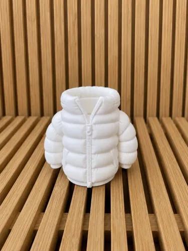 Porta Caneta Jaqueta Puffer Impressão 3D Organizador de Mesa Porta Lápis