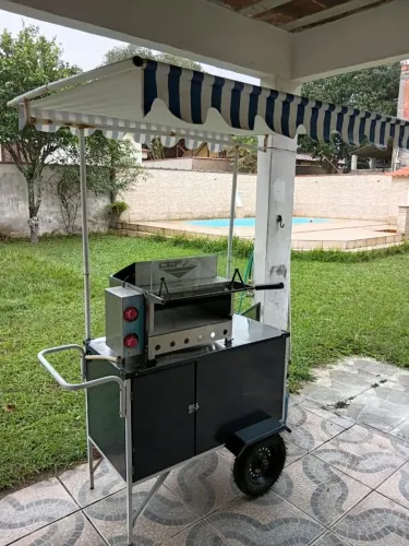 Carrinho Pão de Queijo Forno Inox com Toldo + P5 5kg