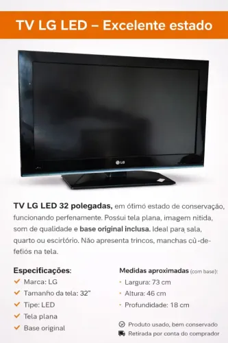 TV LG LED 32? - Excelente estado, com base original