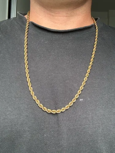 Cordão baiano aço inox banhado a ouro 18k