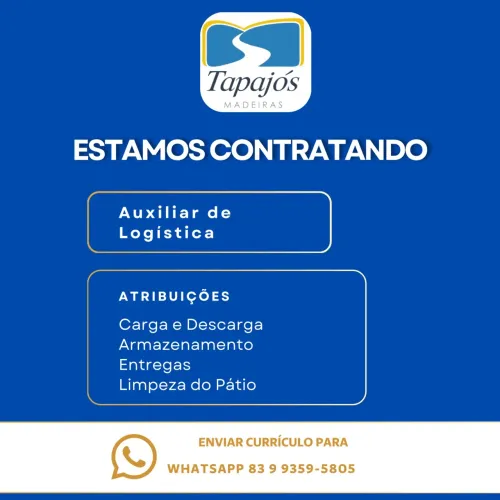 Auxiliar de Logística/Carga e Descarga na Tapajós Madeiras