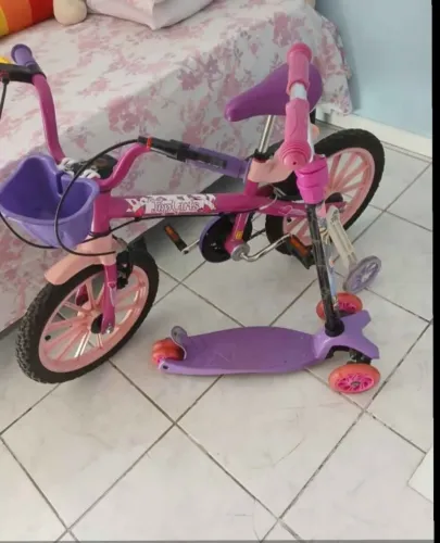 Bicicleta aro 16 p 5 anos menina mais patinet ...350 os dois