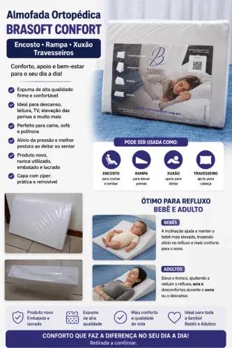 Almofada Ortopédica Brasoft Confort - Encosto/Rampa