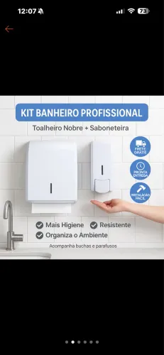 Kit Dispenser Toalheiro + Saboneteira Nobre | Banheiro Profissional | Parede