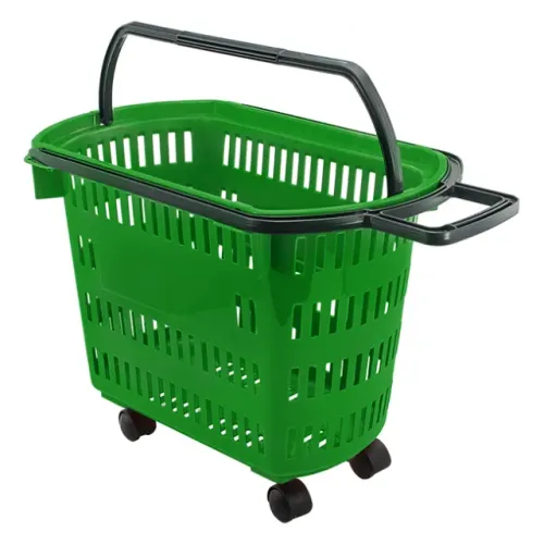 7199 - CESTA PLASTICA D-300 VERDE DE 30L C/RODAS / MARCA: DELLAPLAST