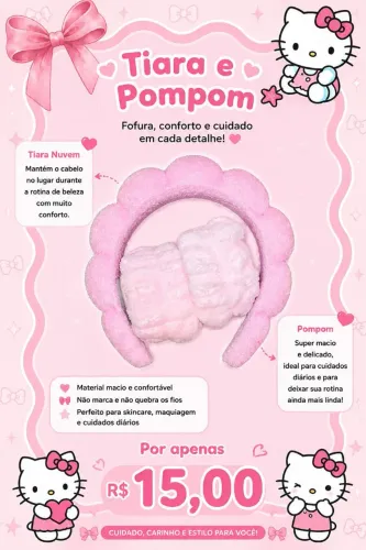 Tiara Nuvem + Pompom de Maquiagem 