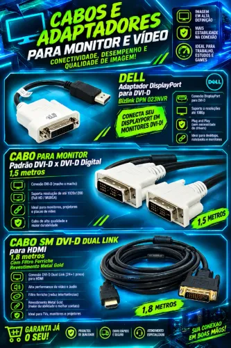 Cabo Displayport Para Dvi-d - Cabo Dvi-d Para Dvi-d - Cabo Dvi-d Dual Link Para Hdmi