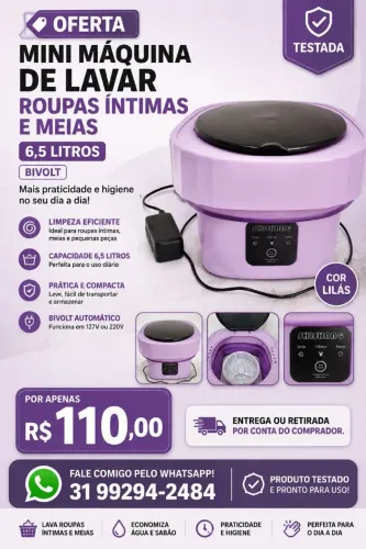 Mini máquina de lavar 6,5 litros