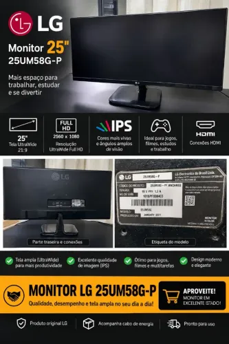 monitor  LG ultrawide IPS 25 polegadas