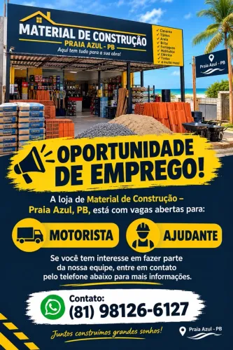 Oportunidade para motorista e ajudante