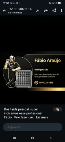 Conserto e Manutenção de geladeiras, cervejeiras, máquina de lavar/Lava e seca.