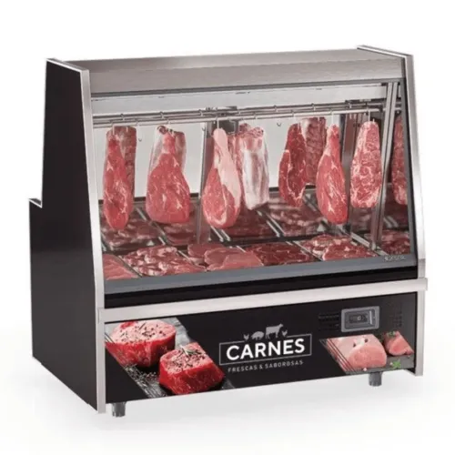 Balcão de Açougue 1,50m GATS-150 PR Preto Gelopar Linha Turino - Tendal Duplo