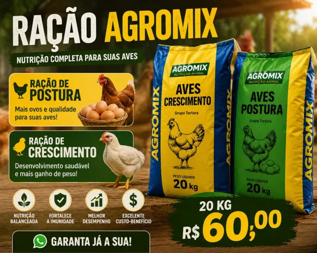 Ração de crescimento e postura agromix 