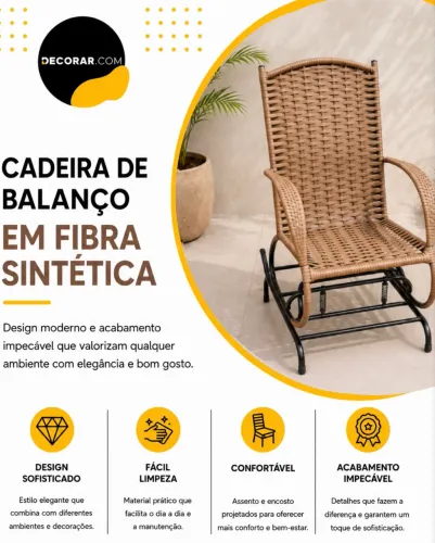 Cadeira de balanço fibra 4 molas. Novas