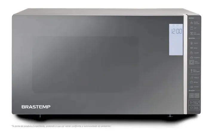 Micro-ondas Brastemp 32 Litros cor Inox Espelhado com Grill e Painel Integrado - BMG45AR