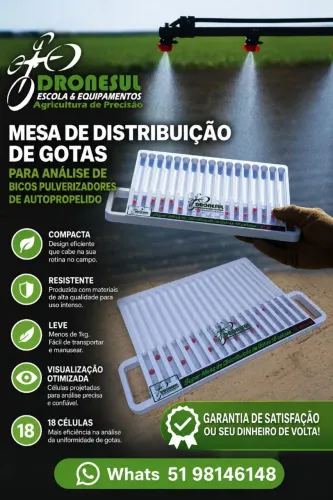 Mini Patternator  tipo SpotOn ou MESA de análise de gotas para pulverizador autopropelido
