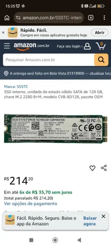 SSD Nvme 256 gb