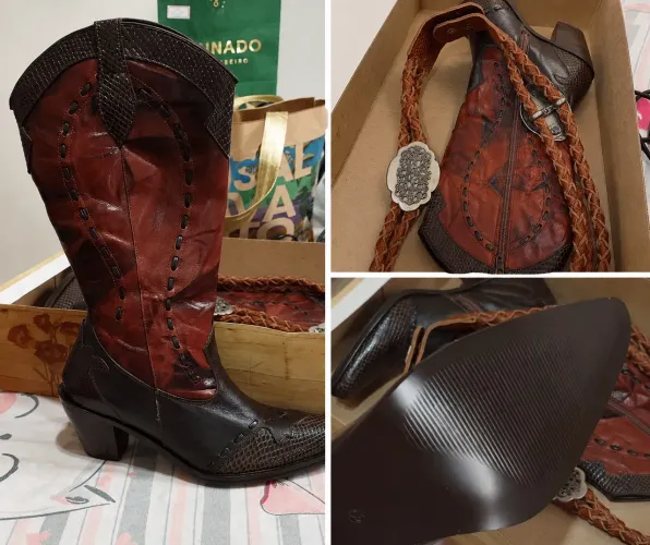 Bota Country Feminina Couro Legítimo Nº 35 - Nova, Nunca Usada