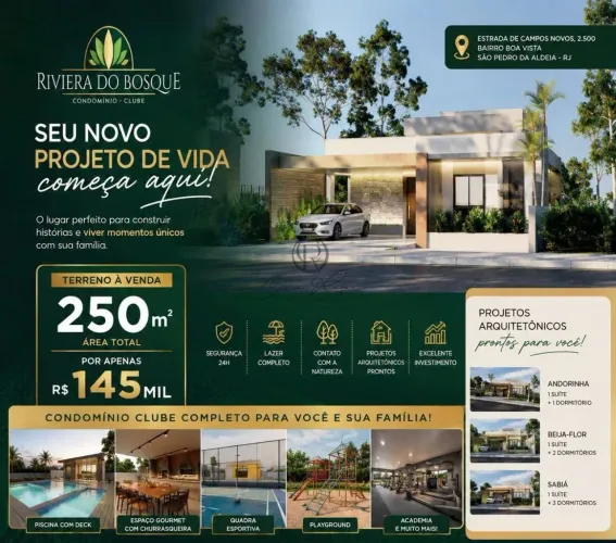 TERRENO À VENDA NO CONDOMÍNIO RIVIERA DO BOSQUE  SÃO PEDRO DA ALDEIA - R$ 145.000,00