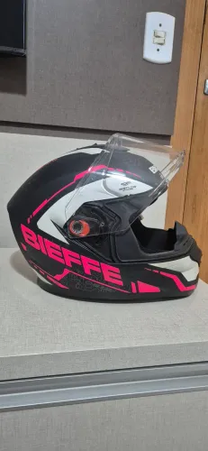 CAPACETE BIEFFE B-12 NAKED PRETO FOSCO E ROSA 58/M