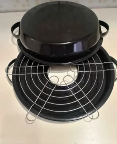 Churrasqueira De Fogão Pizza & Grill Defumador 3 Em 1 Esmaltada Preto Novo BH/MG