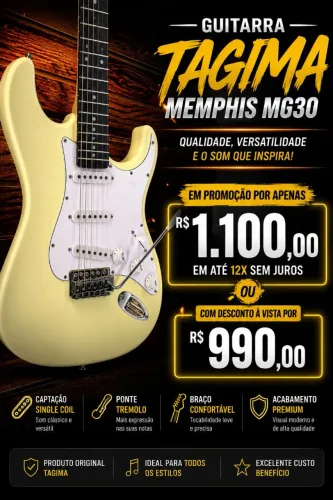 Guitarra tagima memphis mg30 cor creme promoção