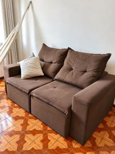 Sofá Retrátil Marrom 1,85m - Confortável