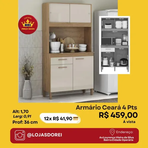 PROMOÇÃO URGENTE - Armário de Cozinha 4 PORTAS Bege Disponível