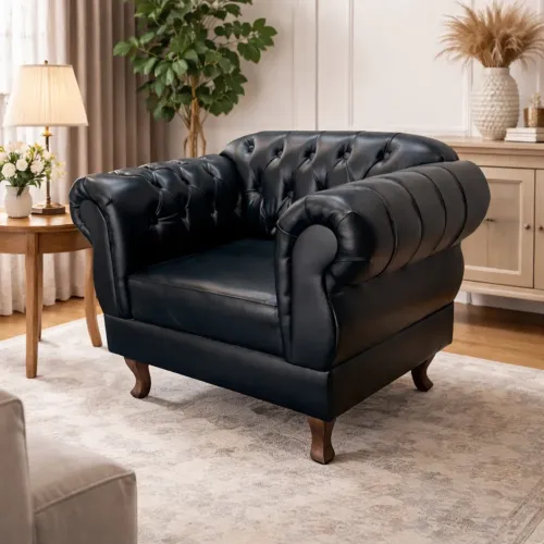 Poltrona Chesterfield Preta ? sofisticação e conforto em um só móvel